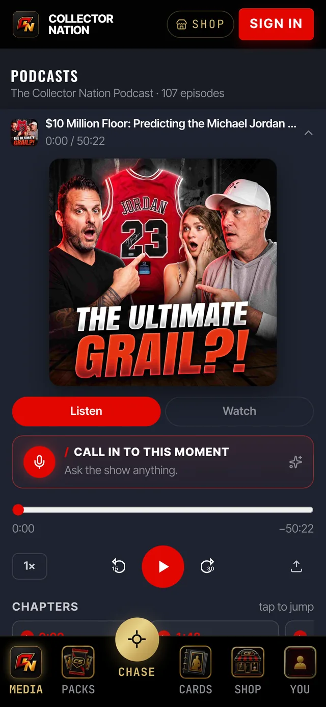 The player showing Call In To This Moment and the chapter strip