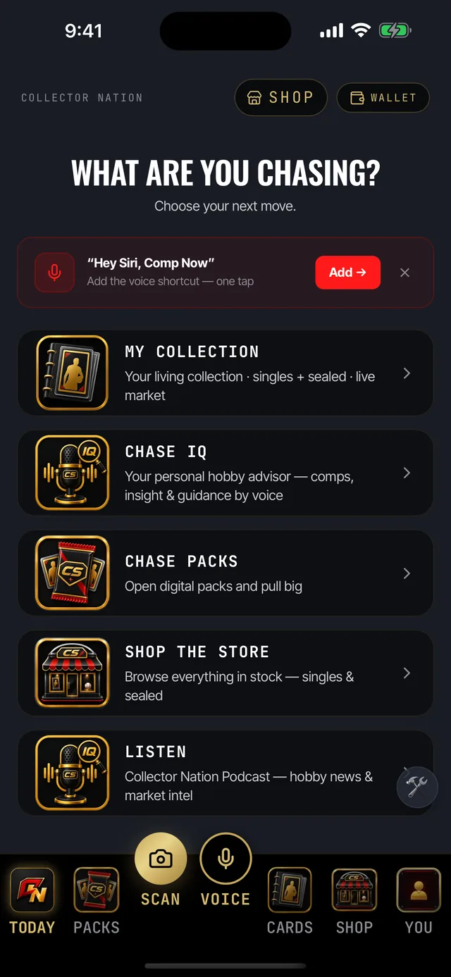 The Collector Nation app on an iPhone